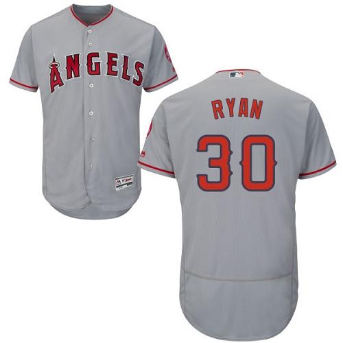Angels of Anaheim #30 Nolan Ryan Grey Flexbase Authentic Collection Stitched MLB Jersey